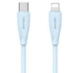 Usams GREEN SERIES adatkábel (Type-C - lightning, 30W, gyorstöltő, 100cm) VILÁGOSKÉK
