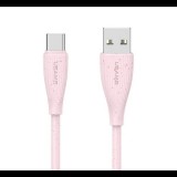 Usams GREEN SERIES adatkábel (USB - Type-C, 18W, 3A, gyorstöltő, 100cm) RÓZSASZÍN (SJ714USB04) (SJ714USB04)