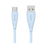 USAMS GREEN SERIES adatkábel (USB - Type-C, 18W, 3A, gyorstöltő, 100cm) VILÁGOSKÉK