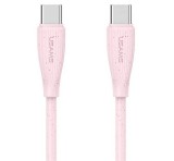 USAMS GREEN SERIES adatkábel (USB - Type-C, 60W, gyorstöltő, 100cm) RÓZSASZÍN
