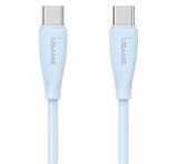 USAMS GREEN SERIES adatkábel (USB - Type-C, 60W, gyorstöltő, 100cm) VILÁGOSKÉK
