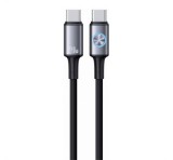 USAMS HUAN adatkábel (Type-C - Type-C, 240W, PD gyorstöltő, 120cm) SÖTÉTSZÜRKE