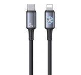 USAMS HUAN adatkábel (Type-C - Type-C, 30W, PD gyorstöltő, 120cm) SÖTÉTSZÜRKE