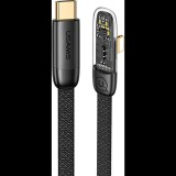 Usams ICEFLAKE adatkábel (Type-C - lightning, 20W, PD gyorstöltő, 120cm, 90 fokos) FEKETE (SJ583USB01) (USA891)
