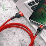USAMS kábel fonott U26 microUSB 1m 1db készlet 2A gyorstöltés piros SJ312MC02 (US-SJ312)