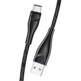 USAMS kábel fonott U41 USB-C 1m 2A fekete SJ392USB01 (US-SJ392) gyorstöltés