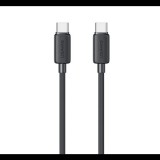 Usams KY adatkábel (Type-C - Type-C, 60W, gyorstöltő, 100cm) FEKETE (SJ691USB01) (SJ691USB01)