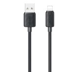 USAMS KY adatkábel (USB - lightning, 2.4A, gyorstöltő, 100cm) FEKETE