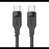 Usams LITHE SERIES adatkábel (Type-C - Type-C, 100W, PD gyorstöltő, 120cm, LED jelzés) FEKETE (SJ567USB01) (SJ567USB01)