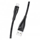 Usams SJ397USB01 Lightning adat és töltő kábel 3m, fekete (1324003) (SJ397USB01)