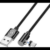 USAMS SJ446USB01 jobb oldalas mágneses USB Micro - USB töltőkábel 1m fekete (1337686) (SJ446USB01) - Adatkábel