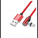USAMS SJ446USB02 jobb oldalas mágneses USB Micro - USB töltőkábel 1m piros (SJ446USB02) - Adatkábel