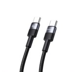 USAMS SY adatkábel (Type-C - Type-C, 60W, PD gyorstöltő, 120cm, cipőfűző) FEKETE