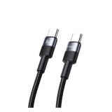 Usams sy adatkábel (type-c - type-c, 60w, pd gyorstöltő, 120cm, cipőfűző) fekete