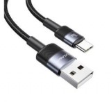 Usams SY adatkábel (USB - Type-C, 3A, PD gyorstöltő, 120cm, cipőfűző) FEKETE
