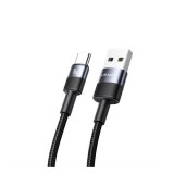 Usams sy series adatkábel (usb - type-c, 3a, 18w, gyorstöltő, 120cm) fekete