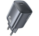 USAMS T66 hálózati töltő Type-C aljzat (45W, GaN, PD gyorstöltő) SÖTÉTSZÜRKE