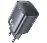 Usams T66 hálózati töltő Type-C aljzat (45W, GaN, PD gyorstöltő) SÖTÉTSZÜRKE