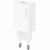 USAMS T69 töltőfej QC3.0, 18W, 1XUSB, 2.1A, Fehér