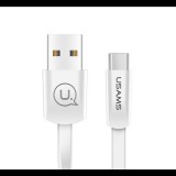 USAMS U2 adatkábel és töltő (USB - Type-C, gyorstöltés támogatás, 120cm, lapos kábel) FEHÉR (SJ200_W) (SJ200_W) - Adatkábel