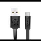 USAMS U2 adatkábel és töltő (USB - Type-C, gyorstöltés támogatás, 120cm, lapos kábel) FEKETE (SJ200TC01) (SJ200TC01) - Adatkábel