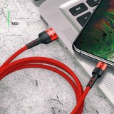 Usams U26 adatkábel (USB - microUSB, 2A, gyorstöltő, 100cm, törésgátló, LED jelzés) PIROS (SJ312MC02) (63762-uniw)