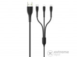 Usams U35 3in1 töltőkábel, fekete, 1m