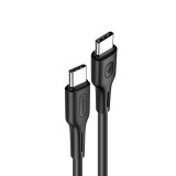 USAMS U43 USB-C apa - USB-C apa 2.0 Adat és töltőkábel - Fekete (1.2m) (SJ459USB01)
