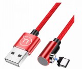 Usams U54 Right-angle Aluminum Alloy Magnetic Charging Cable Micro Red US-SJ445R