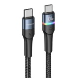 Usams U76 USB Type-C PD adat- és töltőkábel 100W, fekete, 1.2m