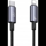 Usams U82 adatkábel (Type-C - lightning, 30W, PD gyorstöltő, 25cm, cipőfűző) SÖTÉTSZÜRKE (SJ679USB01) (Usa001352)