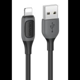 Usams US-SJ595 USB-A Lightning apa Adat és töltőkábel - Fekete (1m) (SJ595USB01)