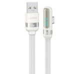 USAMS US-SJ651adatkábel (USB - Type-C, 66W, gyorstöltő, 90 fokos, cipőfűző, 120cm) FEHÉR