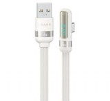Usams US-SJ651adatkábel (USB - Type-C, 66W, gyorstöltő, 90 fokos, cipőfűző, 120cm) FEHÉR