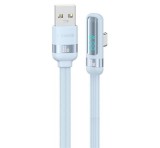 USAMS US-SJ651adatkábel (USB - Type-C, 66W, gyorstöltő, 90 fokos, cipőfűző, 120cm) VILÁGOSKÉK