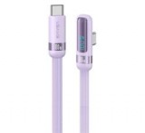 Usams US-SJ653 adatkábel (Type-C - Type-C, 100W, gyorstöltő, 90 fokos, cipőfűző, LED kijelző, 120cm)