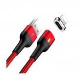 USAMS USB apa - Mágneses MicroUSB apa Adat- és töltőkábel - Piros (SJ294USB02)