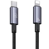 USAMS USB-C Lightning 30W 0.25m gyors töltő acél kábel SJ679USB01 (US-SJ679)