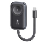 USAMS vésztöltő (1200mAh, 2.5W, gyorstöltő, MagSafe, Apple Watch töltő, LED jelzés + fix Type-C kábel) SÖTÉTSZÜRKE