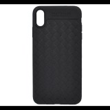 USAMS Woven szilikon telefonvédő (fonott minta) FEKETE [Apple iPhone XS Max 6.5] (IPXSMGY01)