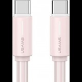 Usams YU adatkábel (Type-C - Type-C, 60W, gyorstöltő, 100cm) RÓZSASZÍN (SJ734USB04) ( )