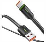 USAMS YU adatkábel (USB - Type-C, 18W, gyorstöltő, 100cm, cipőfűző) FEKETE
