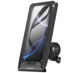 USAMS ZJ083 kerékpáros és motoros telefontartó (kormányra rögzíthető, 360°, por és vízálló tok, 4.7-7.2" méret) FEKETE