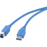 USB 3.0 csatlakozókábel, 1x USB 3.0 dugó A - 1x USB 3.0 dugó B, 1,8 m, kék, aranyozott, renkforce (RF-4260504)