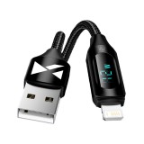 USB-A kábel - Lightning Wozinsky WUALC1 LED kijelző 2.4A 1m - Fekete
