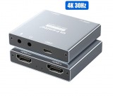 USB C 4K 30Hz HDMI videórögzítő kártya Plug-N-Play élő közvetítésű játékrögzítőhöz és videórögzítéshez