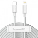 USB-C kábel Lightning Baseus Simple Wisdomhoz, PD, 20W, 1,5m (fehér) 2 db.