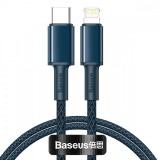 USB-C kábel Lightning Baseushoz, nagy sűrűségű fonott, 20 W, 5 A, PD, 1 m (kék)