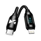 USB-C kábel - Lightning Wozinsky WUCLC2 LED kijelző 36W 2m - Fekete