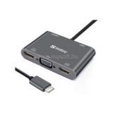 USB-C tartozék, USB-C Dock 2xHDMI+1xVGA+USB+PD (SANDBERG_136-35)